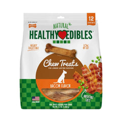 Nylabone Healthy Edibles All-Natural Long Lasting Dog Chew Treats Bacon Medium/Wolf - Up To 35 lbs 12 Count