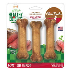Nylabone Healthy Edibles All-Natural Long Lasting Dog Chew Treats Roast Beef Small/Regular - Up To 25 Ibs 3 Count