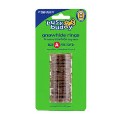 Busy Buddy Gnawhide Dog Treat Ring Refills Natural Rawhide Size A 16 Count 1.83-oz