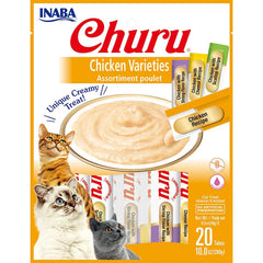 Inaba Churu Creamy Purée Chicken Variety Pack Lickable Cat Treats 0.5-oz Tubes 20 Count