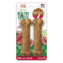Nylabone Healthy Edibles All-Natural Long Lasting Dog Chew Treats Roast Beef Small/Regular - Up To 25 Ibs 2 Count