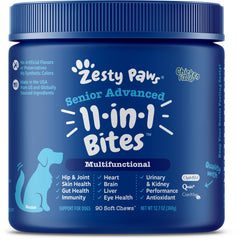 Zesty Paws Senior Advanced 11-in-1 Multivitamin Bites Soft Chews for Dogs Chicken 90 Count 11.1-oz