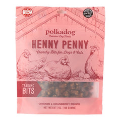 Polkadog Henny Penny Training Bites Crunchy Dehydrated Dog & Cat Treats Chicken & Cranberry 7-oz