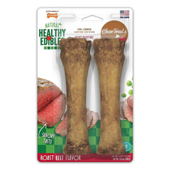 Nylabone Healthy Edibles All-Natural Long Lasting Dog Chew Treats Roast Beef XL/Souper - 50+ lbs 2 Count