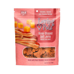 Loving Pets Bone-Shaped Soft Jerky Dog Treat Chicken Bacon & Cheese 6-oz