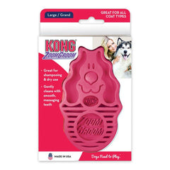 KONG Zoomgroom Rubber Dog Brush Raspberry Large