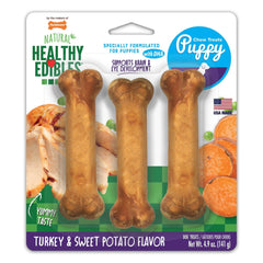 Nylabone Healthy Edibles Puppy Chew Treats Turkey & Sweet Potato Small/Regular - Up To 25 lbs 3 Count