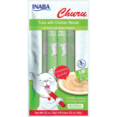 Inaba Churu Creamy Purée Lickable Cat Treats Tuna with Chicken Recipe 0.5-oz Tubes 4 Count