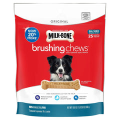 Milk-Bone Brushing Chews Dental Dog Treat Original Small/Medium 25-49 lbs 25 Count 19.6-oz