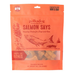 Polkadog Salmon Says Bone-Shaped Crunchy Dehydrated Dog & Cat Treats 7-oz