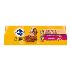 Pedigree Chopped Ground Dinner Adult Wet Dog Food Variety Pack Filet Mignon & Beef 12 Count 13.2-oz