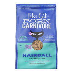 Tiki Pets Cat Born Carnivore Hairball Control Grain-Free Adult Dry Cat Food Chicken 3-lb