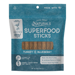 Dog Treat Naturals Superfood Sticks Dog Treats Turkey & Blueberry 10-oz