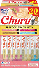 Inaba Churu Creamy Purée Seafood Mix Variety Pack Lickable Cat Treats 0.5-oz Tubes 20 Count