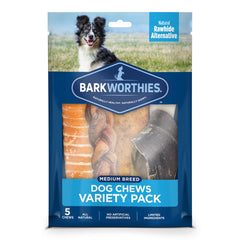 Barkworthies Medium Breed Dog Chews Variety Pack 5 Count