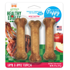 Nylabone Healthy Edibles Animal-Shaped Puppy Chew Treats Lamb & Apple Small/Regular - Up To 25 Ibs 3 Count