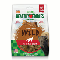 Nylabone Healthy Edibles Wild Natural Long Lasting Dog Chew Treats Bison Small/Regular - Up To 25 lbs 16 Count