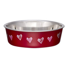 Loving Pets Designer Dog Bowl Hearts Valentine Red Medium