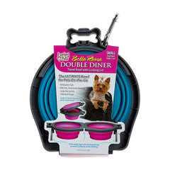Loving Pets Travel Double Diner Dog Bowl Blue Small