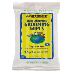 Earthbath Hypo-Allergenic Grooming Wipes for Dogs & Cats Fragrance Free 28 Count