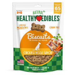 Nylabone Healthy Edibles Biscuits Grain Free Dog Treats Chicken & Veggie 65 Count 12-oz