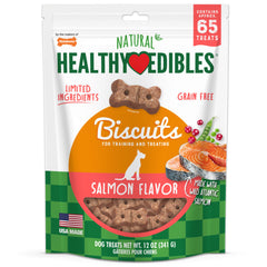 Nylabone Healthy Edibles Biscuits Grain Free Dog Treats Salmon 65 Count 12-oz