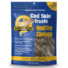 Savory Prime Cod Skin Fish Strips Dog Treats 4-oz