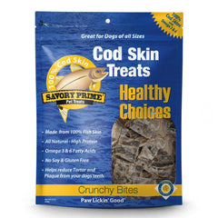 Savory Prime Cod Skin Crunchy Bites Dog Treats 8-oz
