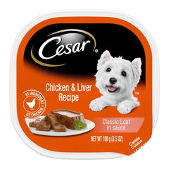 Cesar Classic Loaf in Sauce Adult Wet Dog Food Chicken & Liver 3.5-oz